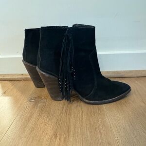 Coach Black Suede Ankle Booties with Fringe Size 8.5
